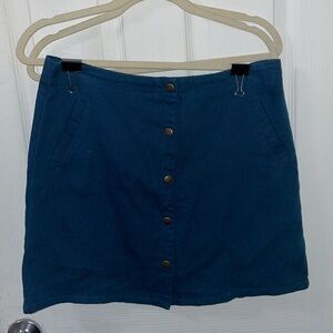 NWT Francesca’s Blue Button Front A-Line Skirt